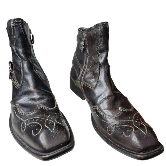 Mark Nason Men’s Rock Never Dies Brown Leather Moto Ankle Boot Size US 11 - Picture 5 of 11